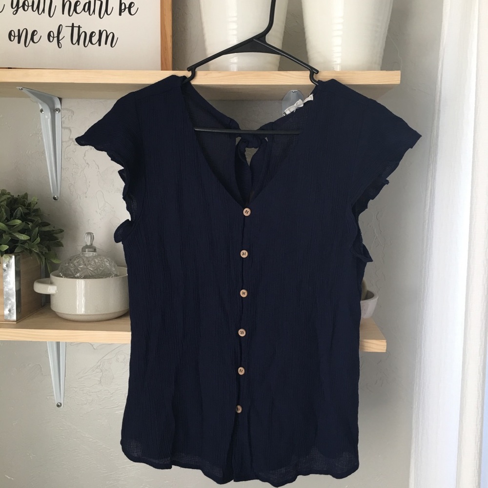 Navy blue button blouse